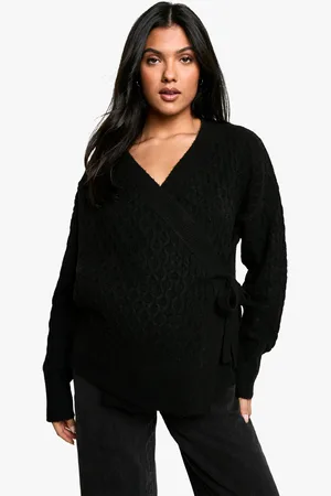 Boohoo Maternity Soft Cable Knitted Wrap Cardigan - - 8