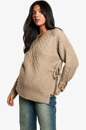 Boohoo Maternity Soft Cable Knitted Wrap Cardigan - - 8