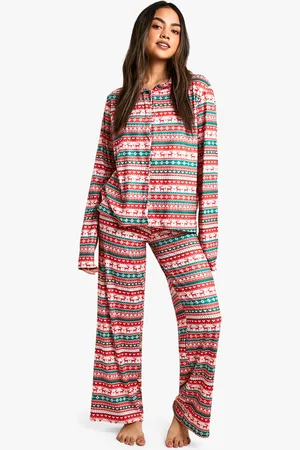 Boohoo Christmas Fairisle Long Sleeve Trouser Set - - 10