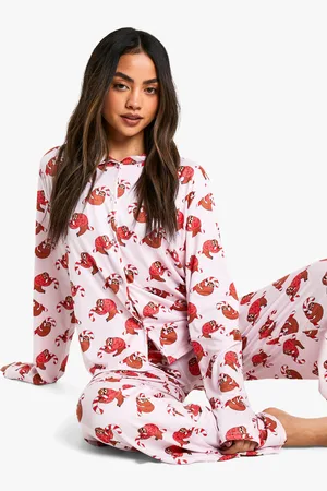 Boohoo Christmas Sloth Long Sleeve Pants Set - - 6