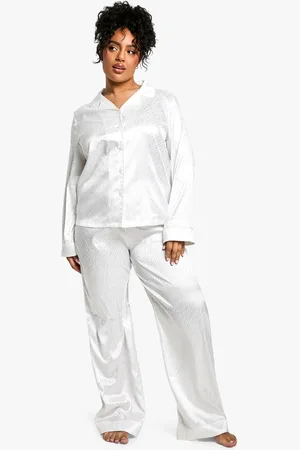 Boohoo Plus Zebra Jacquard Stripe Satin Pj Shirt Set - - 18