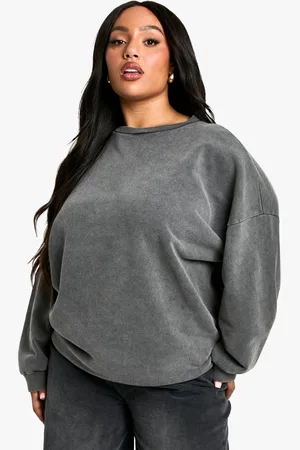 Boohoo Plus Relaxed Acid Wash Sweatshirt - - 16