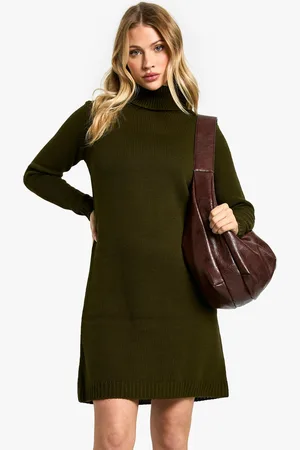 Boohoo Maternity Knitted Turtleneck Dress - - 8