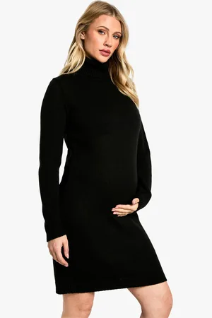 Boohoo Maternity Knitted Turtleneck Dress - - 8