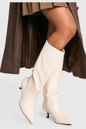 Boohoo Wide Fit Low Stiletto Knee High Boots - - 6