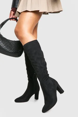 Boohoo Basic Block Heel Knee High Boots - - 9