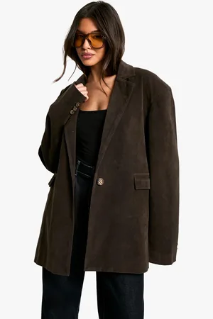Boohoo Vintage Look Suedette Oversized Blazer - - 16