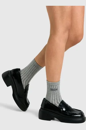 Boohoo Dsgn Studio Embroidered Crew Socks - - ONE SIZE