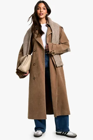 Boohoo Vintage Look Suedette Trench Coat - - 14