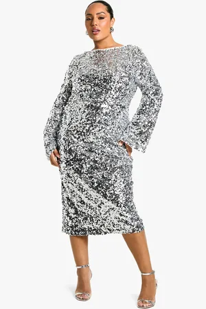 Boohoo Plus Sequin Shift Midi Dress - - 16