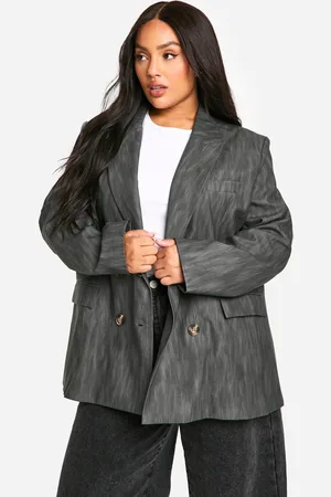 Boohoo Plus Premium Washed Leather Look Oversized Blazer - - 28