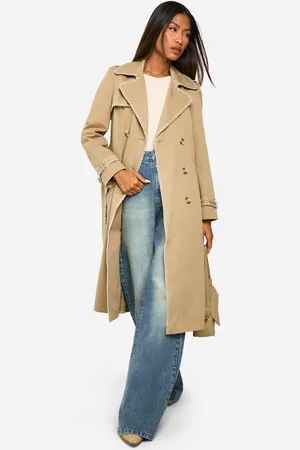 Boohoo Blanket Stitch Detail Tailored Trench Coat - - 8
