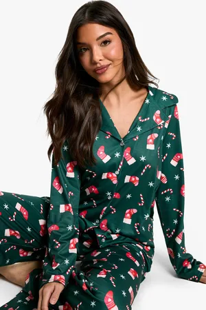 Boohoo Christmas Stocking Print Long Sleeve Pants Set - - 6