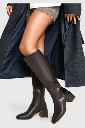 Boohoo Low Block Knee High Boots - - 5