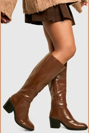 Boohoo Knee High Block Heel Boots - - 6