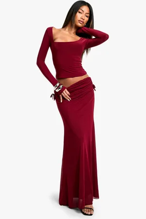 Boohoo Mesh Ruched Side Maxi Skirt - - 6