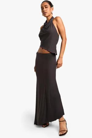 Boohoo Super Soft Lettuce Hem Maxi Skirt - - 8