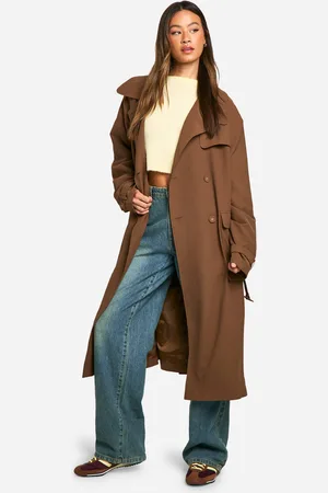 Boohoo Tall Belted Trench Coat - - 16