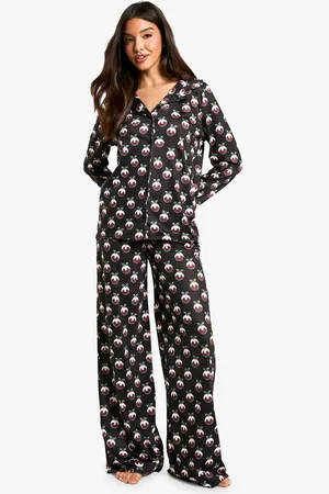 Boohoo Christmas Pudding Print Long Sleeve Pants Set - - 16