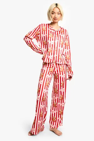 Boohoo Christmas Stripey Long Sleeve Trouser Set - - 8