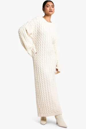 Boohoo Cable Oversized Knitted Jumper Dress - - S/M