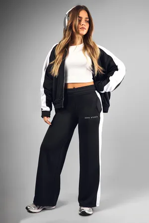 Boohoo Petite Contrast Straight Leg Track Pants - - S