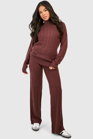 Boohoo Petite Wide Rib Turtleneck & Pants Knitted Co-Ord - - 8
