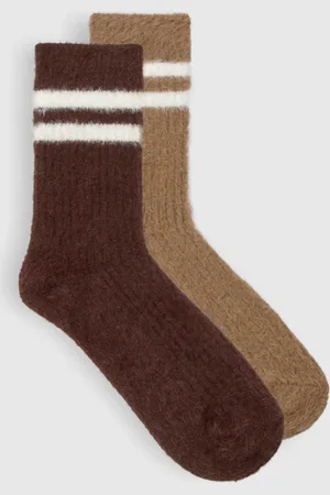 Boohoo 2 Pack Stripe Detail Slouchy Sock - - ONE SIZE