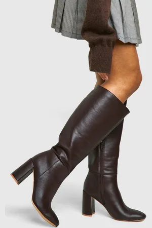 Boohoo Textured Heeled Knee High Boot - - 8
