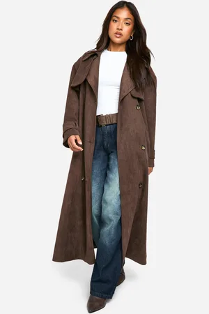 Boohoo Petite Faux Suede Trench Coat - - 16