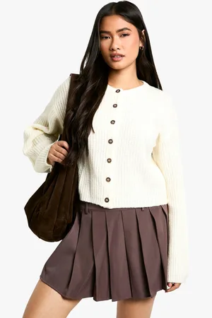 Boohoo Crew Neck Soft Knit Micro Cardigan - - S