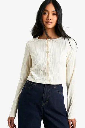 Boohoo Brushed Rib Button Through Cardigan - - 8
