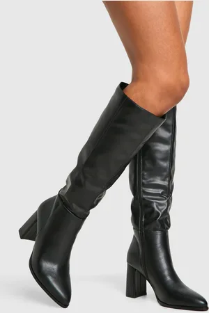 Boohoo Block Heel Knee High Boots - - 10