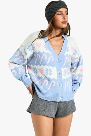 Boohoo Christmas Heart Fairisle Cardigan - - S