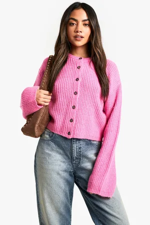 Boohoo Crew Neck Soft Knit Micro Cardigan - - S