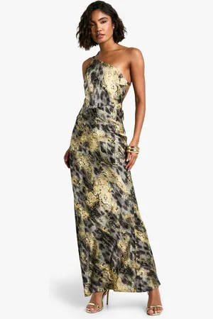 Boohoo Tall Cowl Back Abstract Animal Maxi Dress - - 8