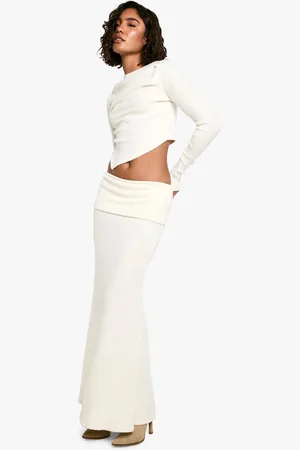 Boohoo Tall Brushed Rib Bardot And Maxi Skirt Co-Ord - - 14