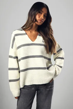 Boohoo Polo Collared Stripe Jumper - - S