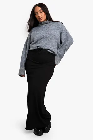 Boohoo Plus Textured Gathered Waist Maxi Skirt - - 16