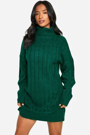 Boohoo Petite Soft Rib Turtleneck Jumper Dress - - S