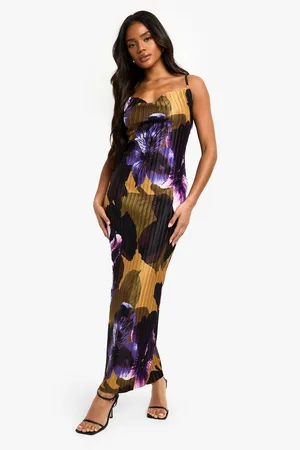 Boohoo Floral Plisse Strappy Maxi Dress - - 10