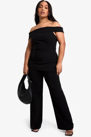 Boohoo Plus Bardot Corset Style Wide Leg Trouser Co-Ord - - 16