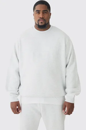 Boohoo 330Gsm Plus Regular Fit Crew Neck Sweatshirt In Marl - XXXL