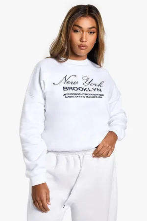 Boohoo Plus New York Embroidered Oversized Sweatshirt - - 16