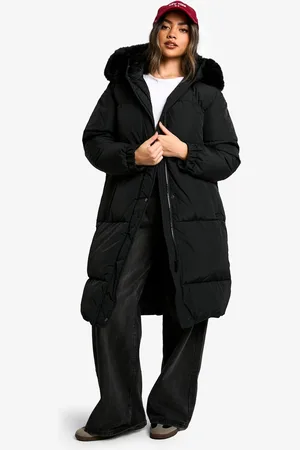 Boohoo Longline Faux Fur Hood Padded Parka - - 8