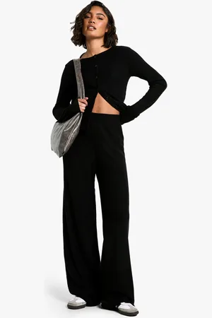 Boohoo Tall Brushed Cardigan And Wide Leg Co-Ord - - 8