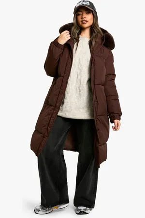 Boohoo Longline Faux Fur Hood Padded Parka - - 8