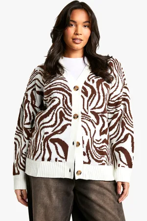 Boohoo Plus Pattern Detail Oversized Cardigan - - 16