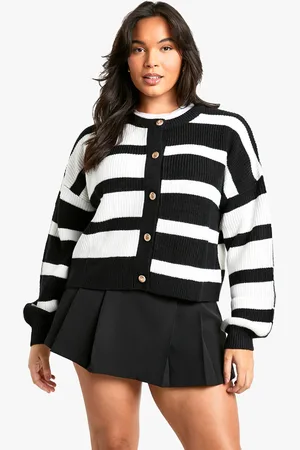 Boohoo Plus Contrast Stripe Cardigan - - 16
