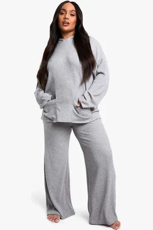 Boohoo Plus Soft Brushed Rib Hoodie Lounge Set - - 22